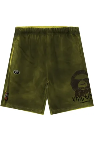 A Bathing Ape Logo-embroidered track shorts