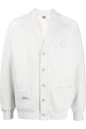 A Bathing Ape Logo-patch m??lange-effect jersey cardigan
