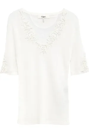 Chloé Floral-lace T-shirt
