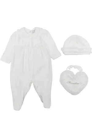 MONNALISA Ruffle-trim cotton babygrow (set of three)