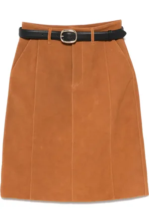 Self-Portrait Belted suede skirt