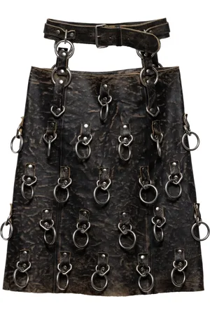 Prada Ring-detail leather mini skirt