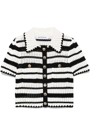 Self-Portrait Striped crochet top