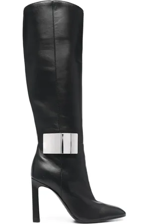 Sergio Rossi 100mm logo-plaque leather boots
