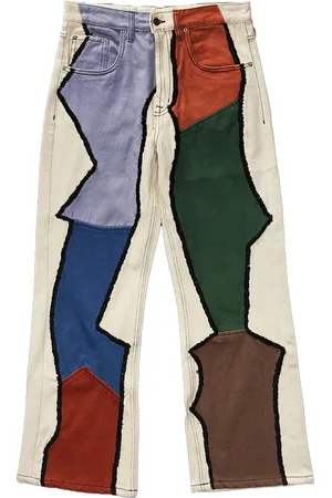 Glass Cypress Patchwork Semi-Flare "Blue" jeans