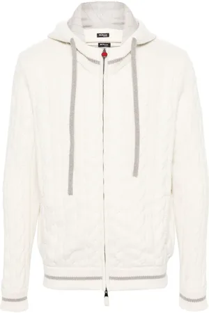 Kiton Cable-knit cashmere hooded jacket
