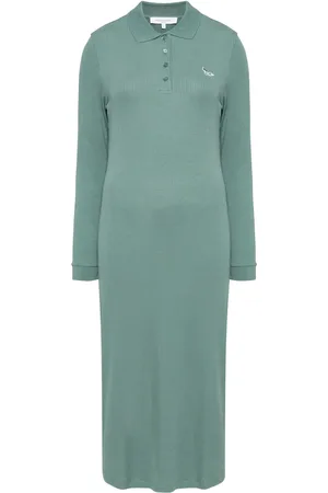 Maison Kitsuné Fine ribbed long sleeves polo dress