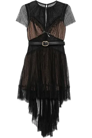 Self-Portrait Dot-pattern mesh mini dress