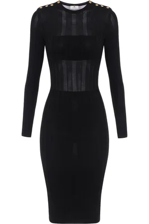 Elisabetta Franchi Semi-sheer rib-knit midi dress