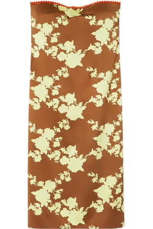 VERSACE Wild Roses strapless midi dress