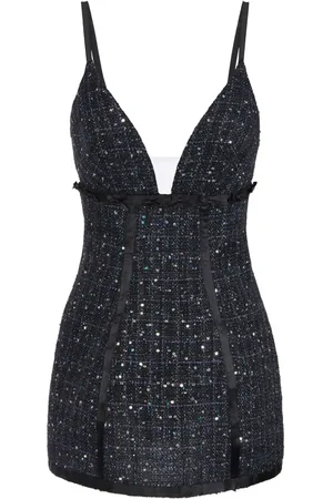 Elisabetta Franchi Sequin-embellished tweed dress