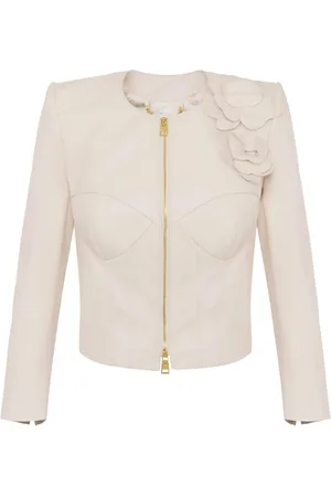 Elisabetta Franchi Flower appliqu??s leather jacket