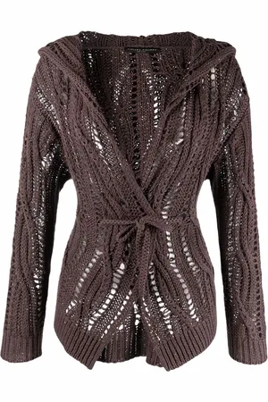 Fabiana Filippi Sequin cable-knit hooded cardigan