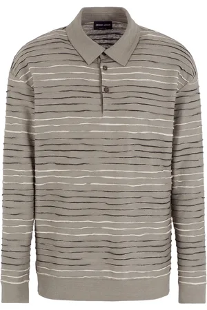 Giorgio Armani Striped linen-blend polo shirt
