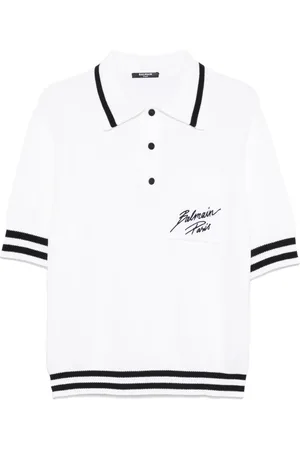 Balmain Logo signature-embroidered polo shirt