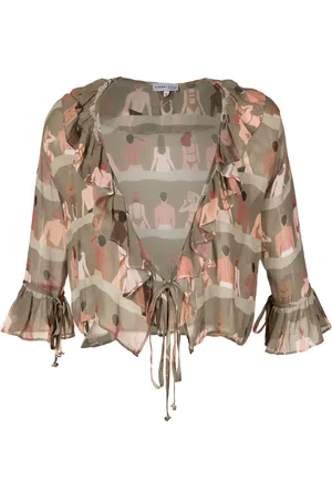 AMIR SLAMA Swimmer-print silk blouse