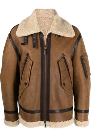 Dsquared2 Shearling-trimmed biker jacket