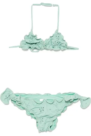 MC2 SAINT BARTH Floral-embroidered bikini top