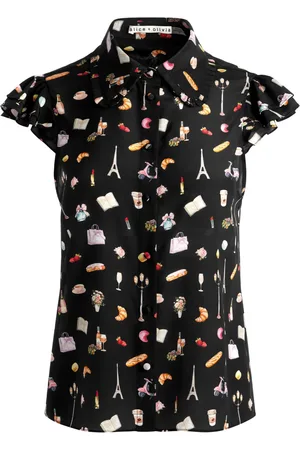 ALICE+OLIVIA Martel Flutter silk blouse