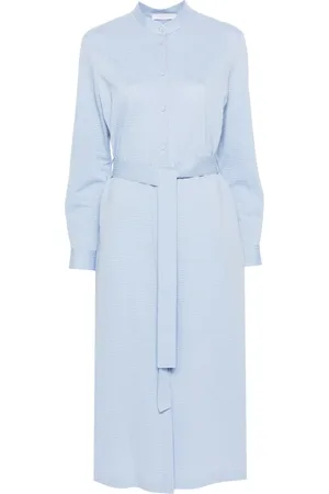 Harris Wharf London Seersucker belted midi dress