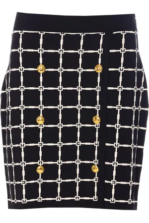 Elisabetta Franchi Grid-patterned buttoned mini skirt