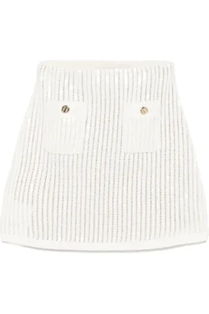 Self-Portrait Sequined crochet mini skirt