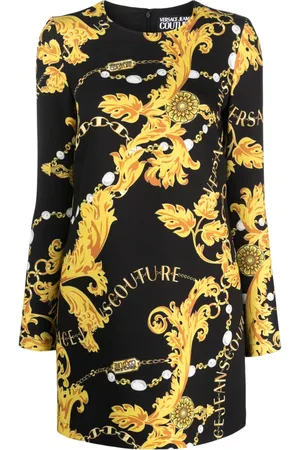 VERSACE Baroque-print long-sleeve minidress