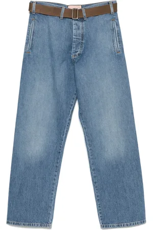 Plan C Straight-leg belted jeans