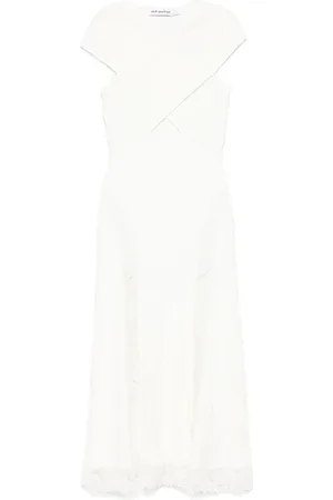 Self-Portrait Lace-insert knitted midi dress