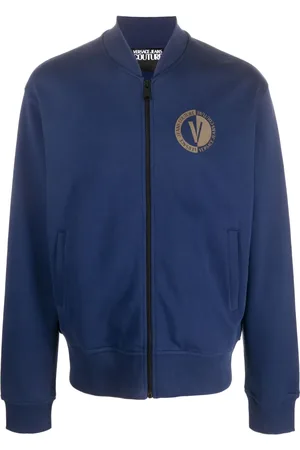 VERSACE Logo-print cotton bomber jacket