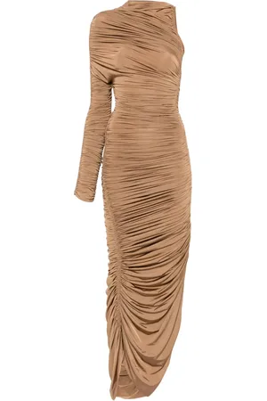 MUGLER Asymmetric ruched maxi dress
