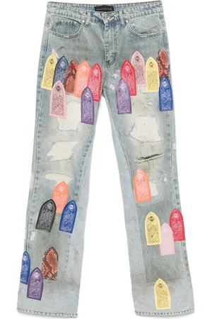 Who Decides War Patch Arched Distressed jeans