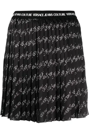 VERSACE Fully-pleated logo-print miniskirt