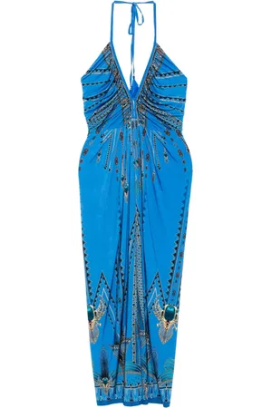 Camilla V-neck gathered jersey dress