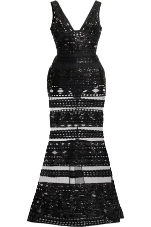 Elie saab Lace-trimmed tulle maxi dress