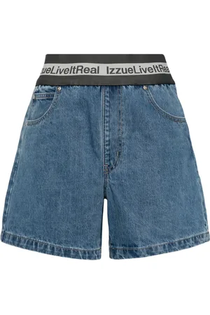 Izzue Logo-waistband denim shorts
