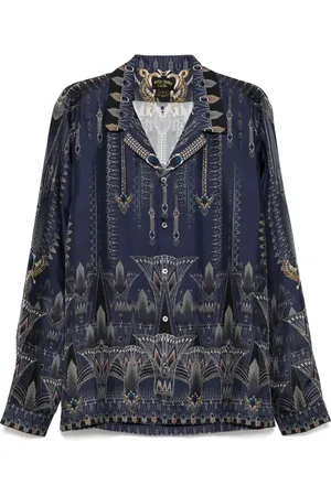Camilla Long-sleeved camp-collared shirt