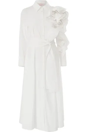Carolina Herrera Floral-appliqu?? midi shirt dress