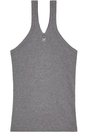 Courrèges Logo-embroidered ribbed tank top