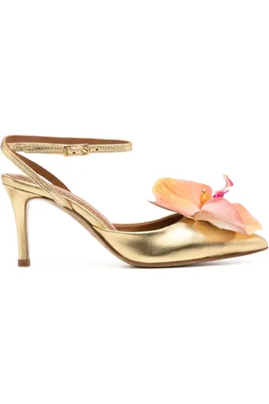 Alameda Turquesa 85mm flower leather pumps