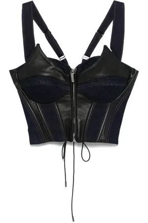 MITILIANE COUTURE Denim-insert corset top