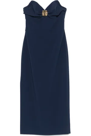 Elisabetta Franchi Macro-bow crepe midi dress