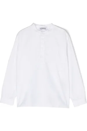 Dondup Collarless long-sleeve cotton shirt