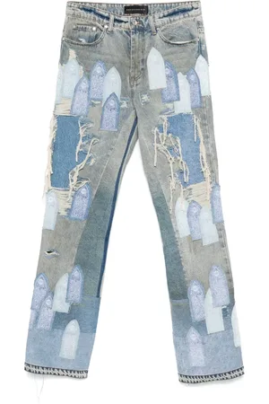 Who Decides War Patched Arch Repaired Blowout jeans