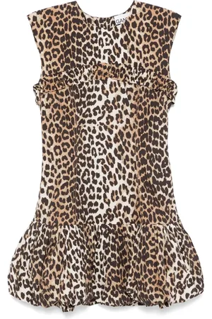 Ganni Leopard-print cotton mini dress