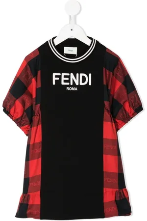 Fendi Embroidered-logo checked dress