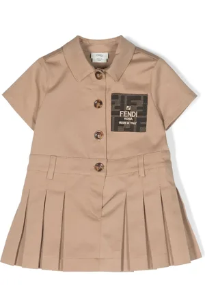 Fendi Logo-patch cotton shirt dress