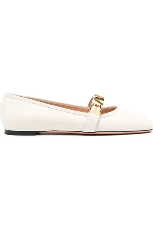 Bally Logo-lettering leather ballerina shoes