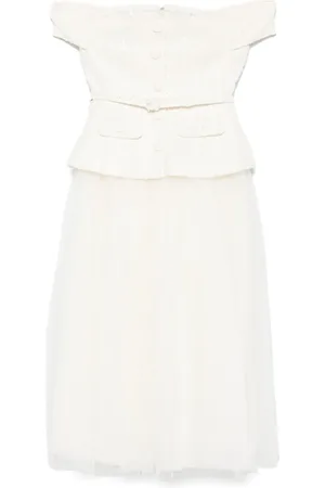 Self-Portrait Tulle-panel boucl?? midi dress