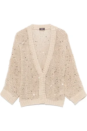 PESERICO SIGN Sequin-embellished cotton cardigan